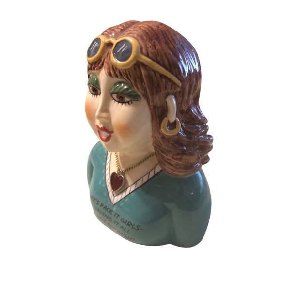 Carol Eldridge Michel Head Vase Ceramic Woman Sunglasses Lets Face It Girls - Picture 5 of 9